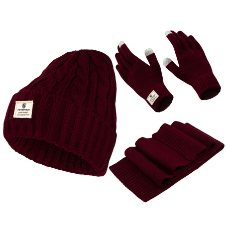 Set: căciulă, mănuși și eșarfă de culoare bordo - Peterson PTR-PTN WS-02-1952 WINE [1]