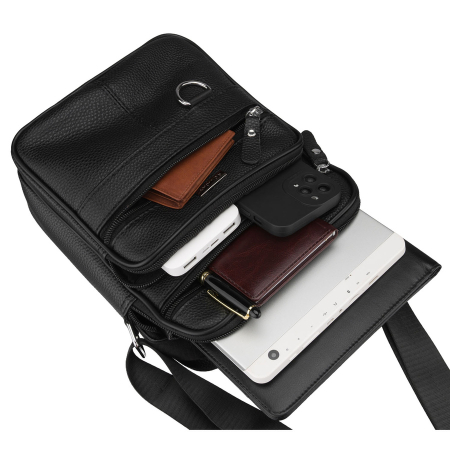 Geantă bărbătească din piele naturală de culoare neagră - Rovicky PTR-R-ST7-01-7571-BLACK [10]