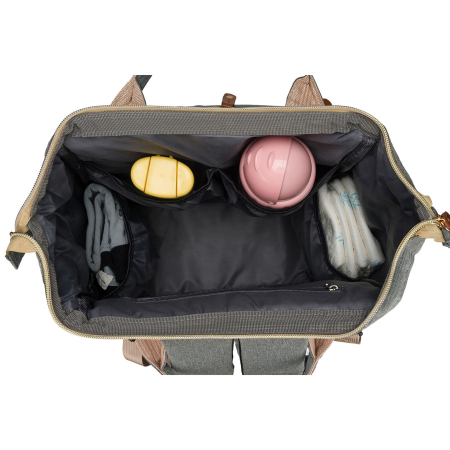 Rucsac spațios pentru mame, fabricat din poliester gri, echipat cu port USB - Peterson [10]