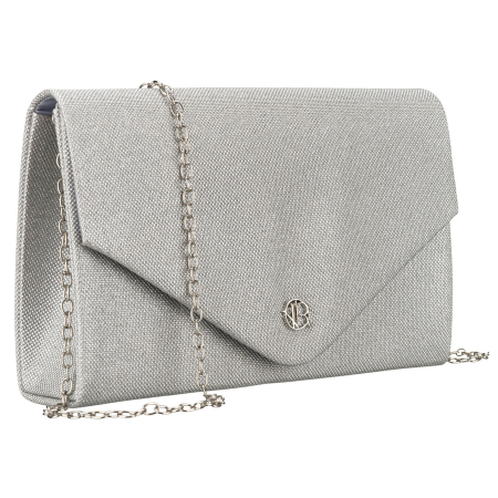 Import - Geantă tip clutch cu sclipici argintiu și un lanț elegant - Rovicky PTR-R-XS030-2-0856 SILVE