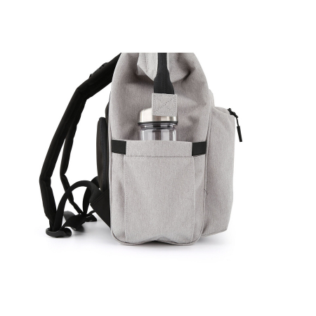 Rucsac gri, spațios pentru femei, din poliester, cu închidere cu fermoar - Himawari PTR-1208-04 [4]