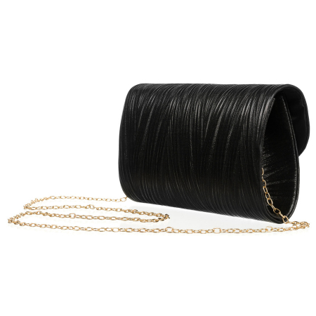 Geantă tip clutch neagră de damă din piele ecologică cu dungi - Rovicky [7]