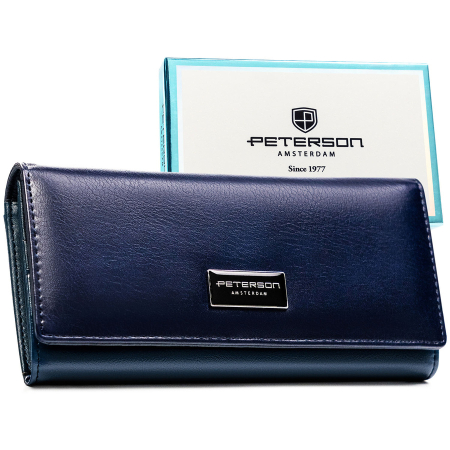  Wallets & Money Clips - Portofel de damă bleumarin din piele naturală și ecologică - Peterson PTR-PTN PX27-F773 NAVY