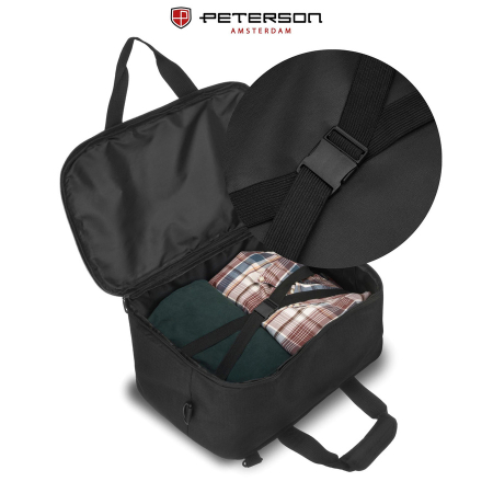 Rucsac de călătorie negru cu închidere cu fermoar, perfect pentru bagajul de mână - Peterson PTR-PTN WRONA-9638 BLACK [13]