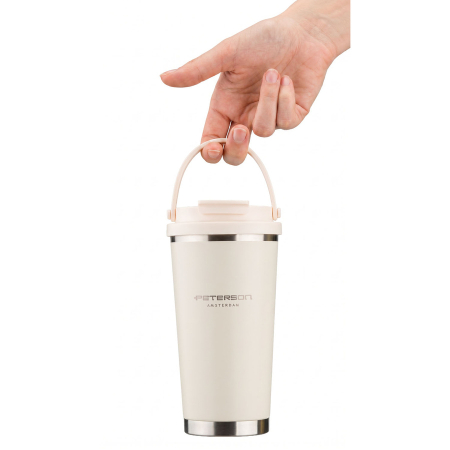 Cană termică practică din oțel inoxidabil ecru cu mâner practic, capacitate 560 ml - Peterson [5]