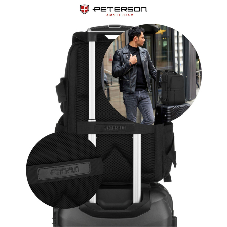 Rucsac de călătorie negru din poliester cu spațiu pentru laptop - Peterson PTR-PTN HY241-6867 BLACK [9]