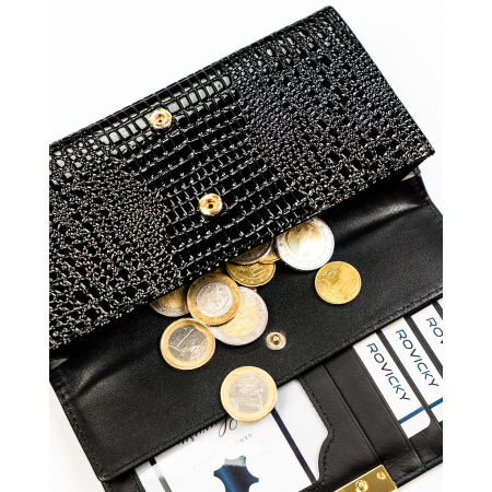 Portofel negru de damă din piele lăcuită cu sistem RFID - Rovicky RH-22-1-RS BLACK [7]