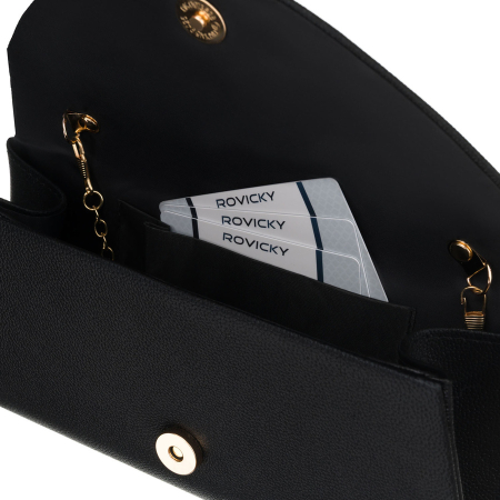 Geantă tip clutch de damă din piele ecologică de culoare neagră - Rovicky PTR-R-XS029-1-0696 BLACK [5]