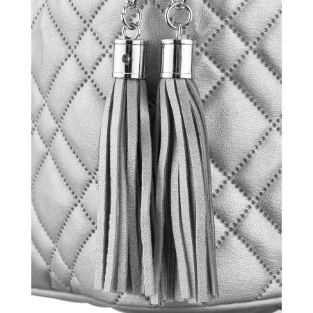 Geantă cosmetică matlasată din material sintetic, de culoare argintie, cu închidere cu fermoar - Peterson PTR-PTN KOS-DA-11-3217 S [6]