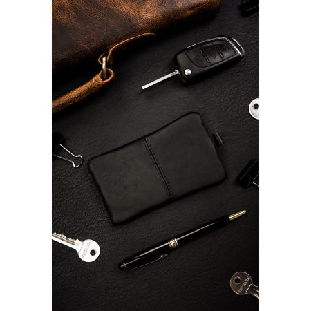 Husă mică pentru chei din piele neagră naturală, cu fermoar PTR-KC-02-PDM BLACK [2]