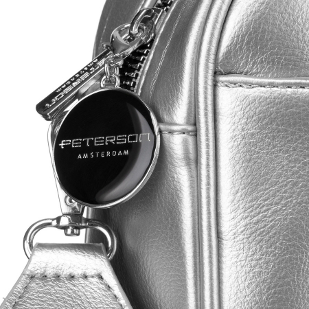 Geantă de damă la modă, argintie, cu curea lată și îngustă, set Peterson PTR-PTN STY-2-PIL SILVER [2]