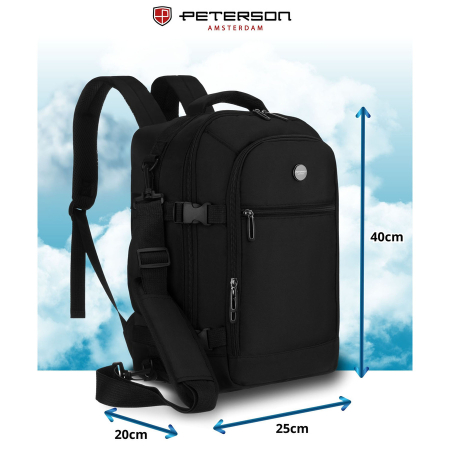 Rucsac negru de călătorie, perfect pentru bagajul de mână - Peterson PTR-PTN GAWRON-4-9614 BL [1]