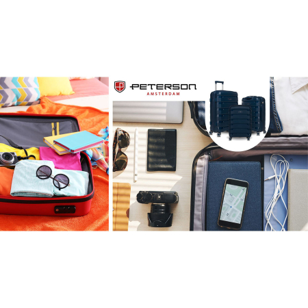 Valiză din polipropilenă cu carcasă rigidă, mărime medie, bleumarin - Peterson PTR-PTN HPP-01-W-M-1730 [20]