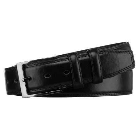 Curea bărbătească neagră din piele ecologică cu cataramă clasică argintie PTR-NL-STU-02 [1]