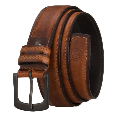  Belts - Curea bărbătească din piele maro cu cataramă clasică și două găici - Peterson PTR-PTN LTP-32