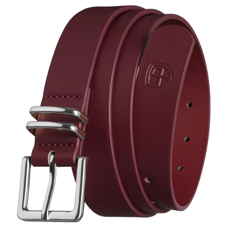  Belts - Curea de damă din piele ecologică bordo cu cataramă argintie - Peterson PTR-PTN STU-18S1