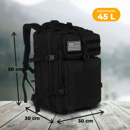 Rucsac militar tactic mare, fabricat din nailon negru - Peterson PTR-PTN BL096-8090 BLACK [3]