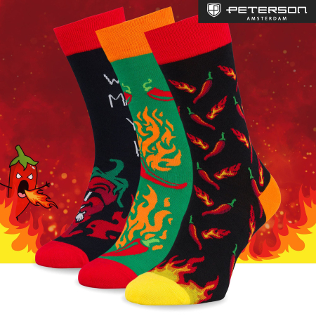 Set de șosete bărbătești în mărimile 38-44 cu model cu chili - Peterson PTR-PTN SML-S3W-CH-38-44 [8]