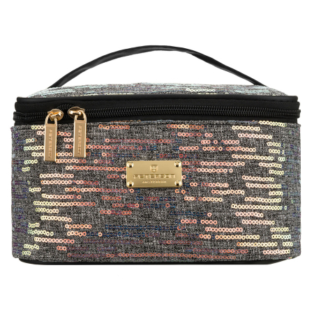 Geantă cosmetică de călătorie din material sintetic negru, decorată cu paiete - Peterson PTR-PTN KOS-DA-18-3545 B [1]