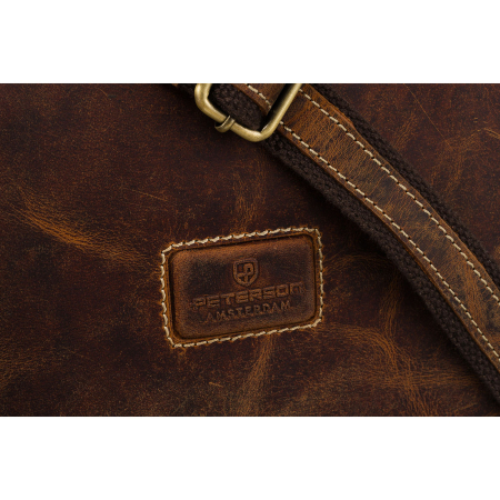 Geantă bărbătească din piele maro cu clapă - Peterson PTR-PTN 015-TMH-6570 TAN [3]