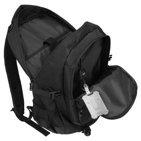 Rucsac spațios din poliester negru, cu compartiment pentru laptop și retractor - Peterson [7]