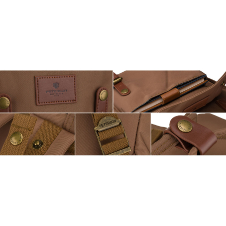 Rucsac de damă din poliester și piele ecologică maro, cu un singur compartiment - Peterson PTR-PTN GAMMA BROWN [13]