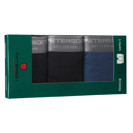 Boxer bărbătesc XL din bumbac, set de 3 perechi, negru - bleumarin - Peterson PTR-PTN MY-3-B01XL-BL-NV [2]