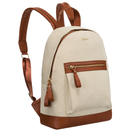  Backpacks - Rucsac mare, urban, pentru femei, în culorile bej și maro, cu buzunar exterior - Peterson PTR-PTN CAN-05 NAT-BROWN