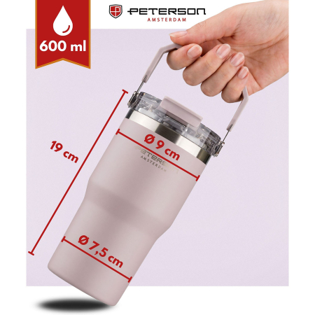 Cană termică din oțel inoxidabil violet deschis, 600 ml - Peterson [12]