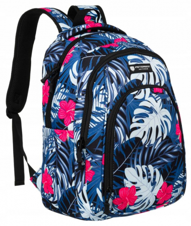 Rucsacuri Dama - Rucsac pentru scoala din poliester cu model de plante cu un buzunar frontal mare - Peterson PTR-PTN 77711-6623 PRT-1
