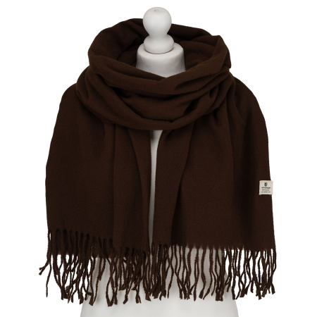  Scarves & Shawls - Eșarfă mare, maro, pentru femei, decorată cu franjuri - Peterson PTR-PTN SP100C-5462 D.BR