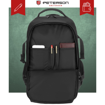 Rucsac mare de călătorie negru cu compartiment pentru laptop și închidere cu fermoar - Peterson PTR-PTN HY242-7048 BLACK [5]
