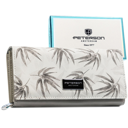 Portofele Dama - Portofel dama din piele naturala Peterson PTR-PTN PX20-1-NPK WHITE