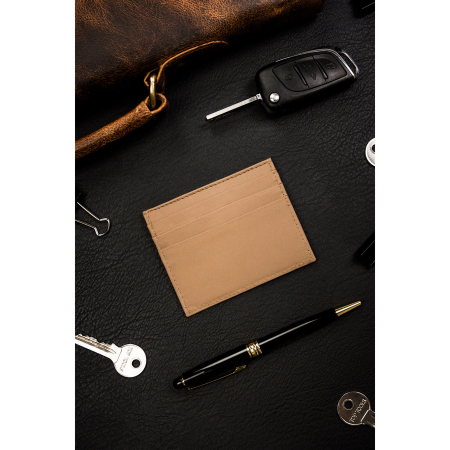 Husa eleganta pentru carduri din piele naturala de culoare bej PTR-CC323-ACL-7109 L.BEI [1]