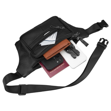 Borsetă bărbătească din piele neagră cu închidere cu fermoar - Rovicky PTR-R-ST7-05-7618-BLACK [7]