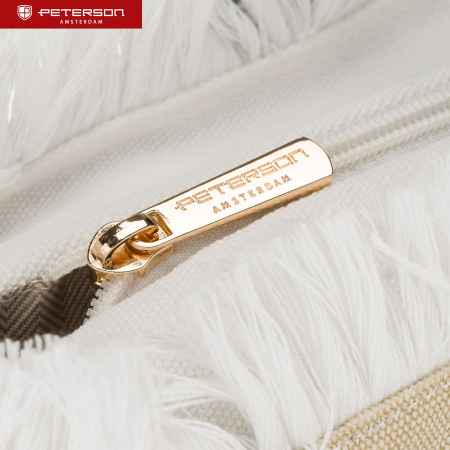Geantă mare de plajă cu fermoar, albă și bej, geantă shopper - Peterson PTR-PTN MX05-M-WHITE-BEI [5]