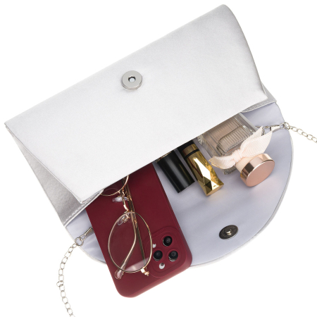 Geantă elegantă de damă, de culoare argintie, confecționată din material sintetic și închisă cu o clemă magnetică - Rovicky PTR-R-XS029-3-0795 SILVE [6]