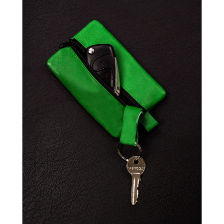 Husa din piele naturală de culoare verde închis, cu fermoar în față PTR-KC-02-PDM D.GREEN [2]