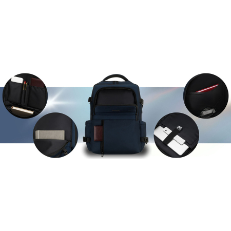 Rucsac de călătorie bleumarin din poliester cu compartiment pentru laptop și bretele reglabile - Peterson PTR-PTN HY241-7031 NAVY [15]
