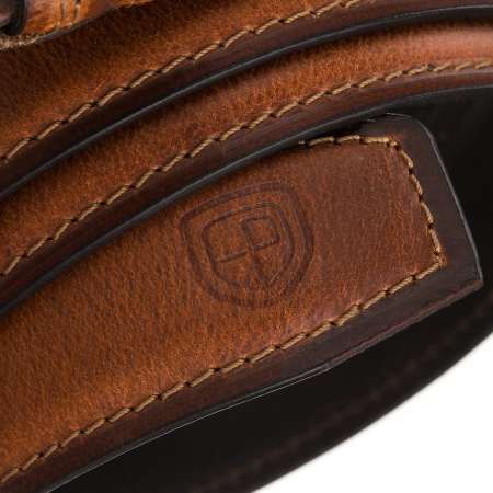 Curea bărbătească din piele maro cu cataramă clasică și două găici - Peterson PTR-PTN LTP-32 [4]