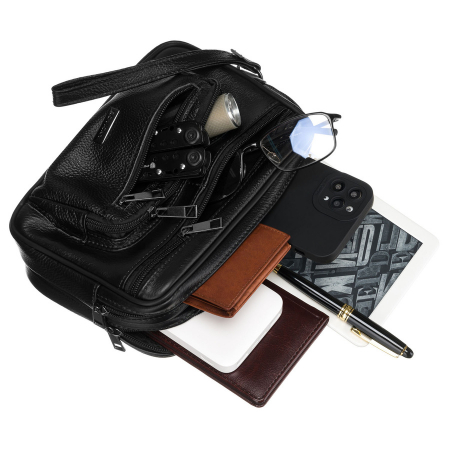 Geanta pentru barbati din piele naturala neagra cu maner confortabil - Rovicky PTR-R-13211-2129 BLACK [5]