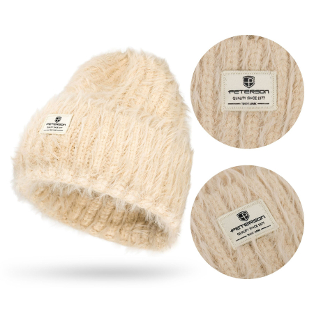 Căciulă beanie bej pentru femei, confecționată din nailon, acoperită cu o textură care imită blana - Peterson PTR-PTN HAT-11-5554 KHAK [2]