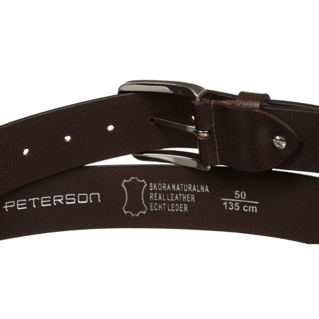 Curea bărbătească lată din piele , cu cataramă clasică - Peterson PTR-PTN LTP-TWT-85 BRO [3]