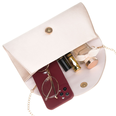 Geantă elegantă de damă bej, confecționată din material sintetic și suspendată cu un lanț - Rovicky PTR-R-XS029-3-0788 BEIGE [6]