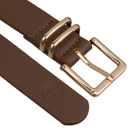 Curea îngustă de damă din piele ecologică kaki cu cataramă aurie - Peterson PTR-PTN STU-16G1 [3]