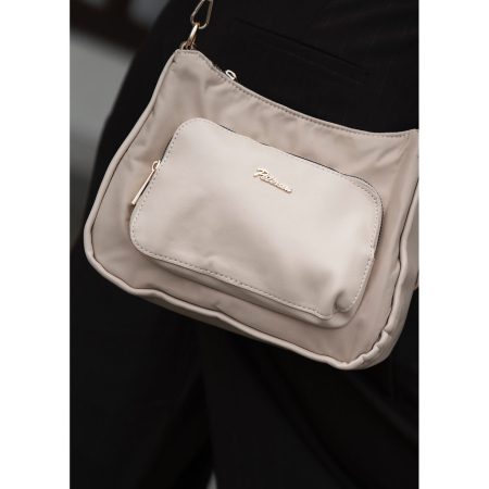 Geantă de damă bej din nailon și piele ecologică, cu mânere și curea detașabilă - Peterson PTR-PTN JN-16-0368 BEIGE [8]