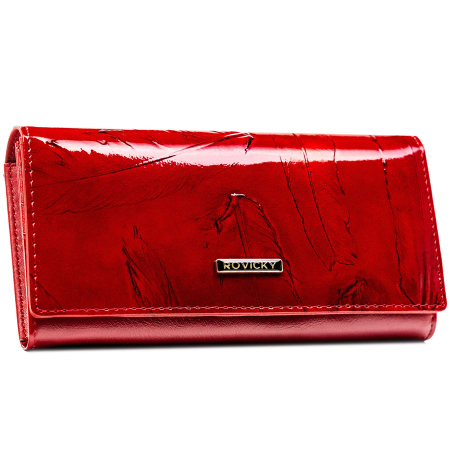 Portofel mare de damă din piele lăcuită, confecționat din piele naturală și ecologică, închidere clasică cu capsă orizontală, protecție RFID - Rovicky PTR-RPN-27-YM-5821 [1]