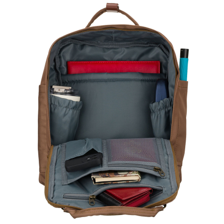 Rucsac de damă din poliester și piele ecologică maro, cu un singur compartiment - Peterson PTR-PTN GAMMA BROWN [5]