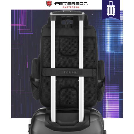 Rucsac de călătorie negru din poliester cu bretele reglabile - Peterson PTR-PTN HY243-7062 BLACK [8]