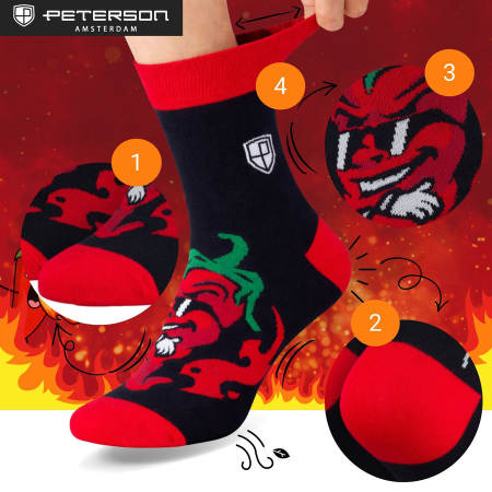 Set de șosete bărbătești în mărimile 38-44 cu model cu chili - Peterson PTR-PTN SML-S3W-CH-38-44 [20]